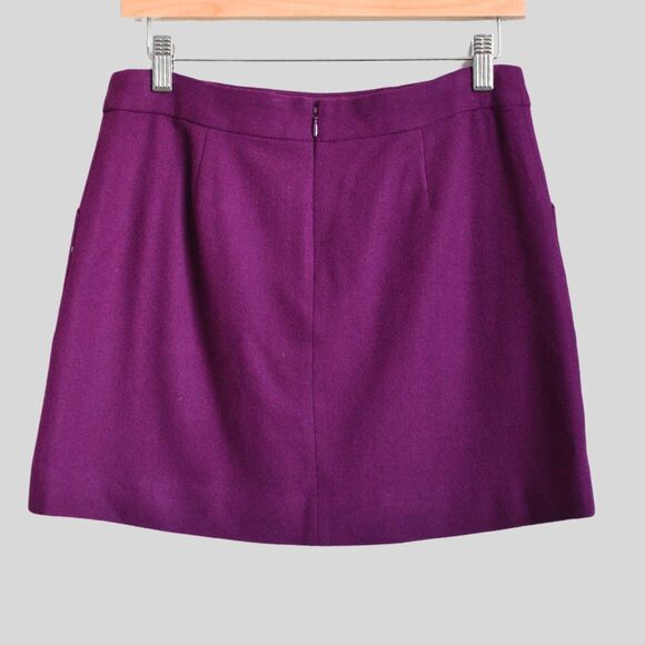 J.CREW Women's 100% Wool Mini A Line Skirt With Pockets Purple Size 2 - Picture 2 of 6